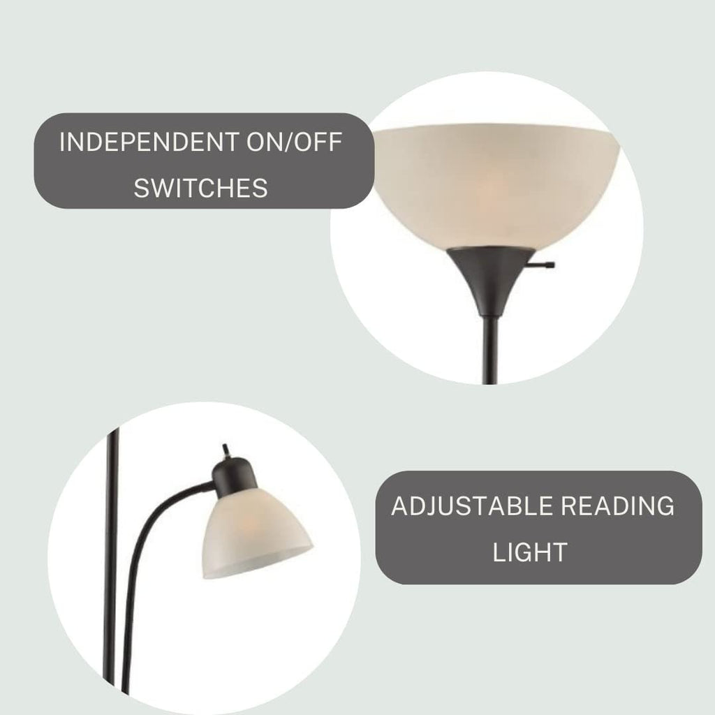 Lampadaire blanc LIGHTACCENTS avec abat-jour conique blanc opale – Lampes sur pied, lampes torches pour salon, chambre...