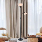 Lampadaire blanc LIGHTACCENTS avec abat-jour conique blanc opale – Lampes sur pied, lampes torches pour salon, chambre...