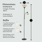 Lampadaire blanc LIGHTACCENTS avec abat-jour conique blanc opale – Lampes sur pied, lampes torches pour salon, chambre...