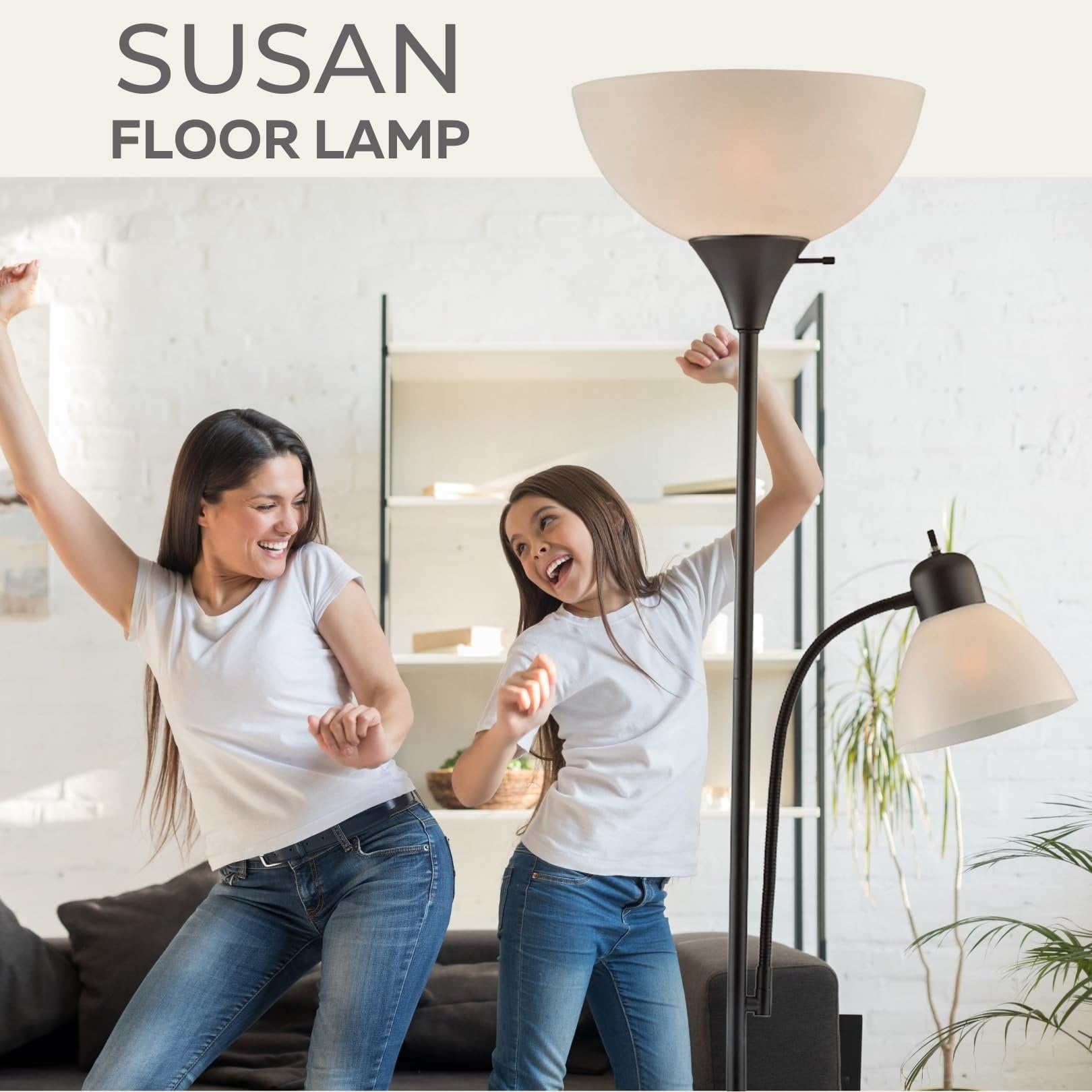 Lampadaire blanc LIGHTACCENTS avec abat-jour conique blanc opale – Lampes sur pied, lampes torches pour salon, chambre...