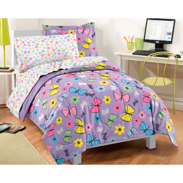 Parure de lit 7 pièces Dream Factory Sweet Butterfly avec draps