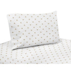 Ensemble de couette pour fille 5 pièces de la collection céleste Étoile et Lune rose blush, or et gris de Sweet Jojo Designs