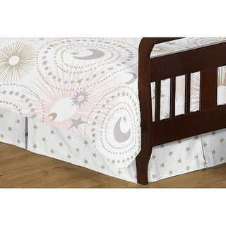 Ensemble de couette pour fille 5 pièces de la collection céleste Étoile et Lune rose blush, or et gris de Sweet Jojo Designs