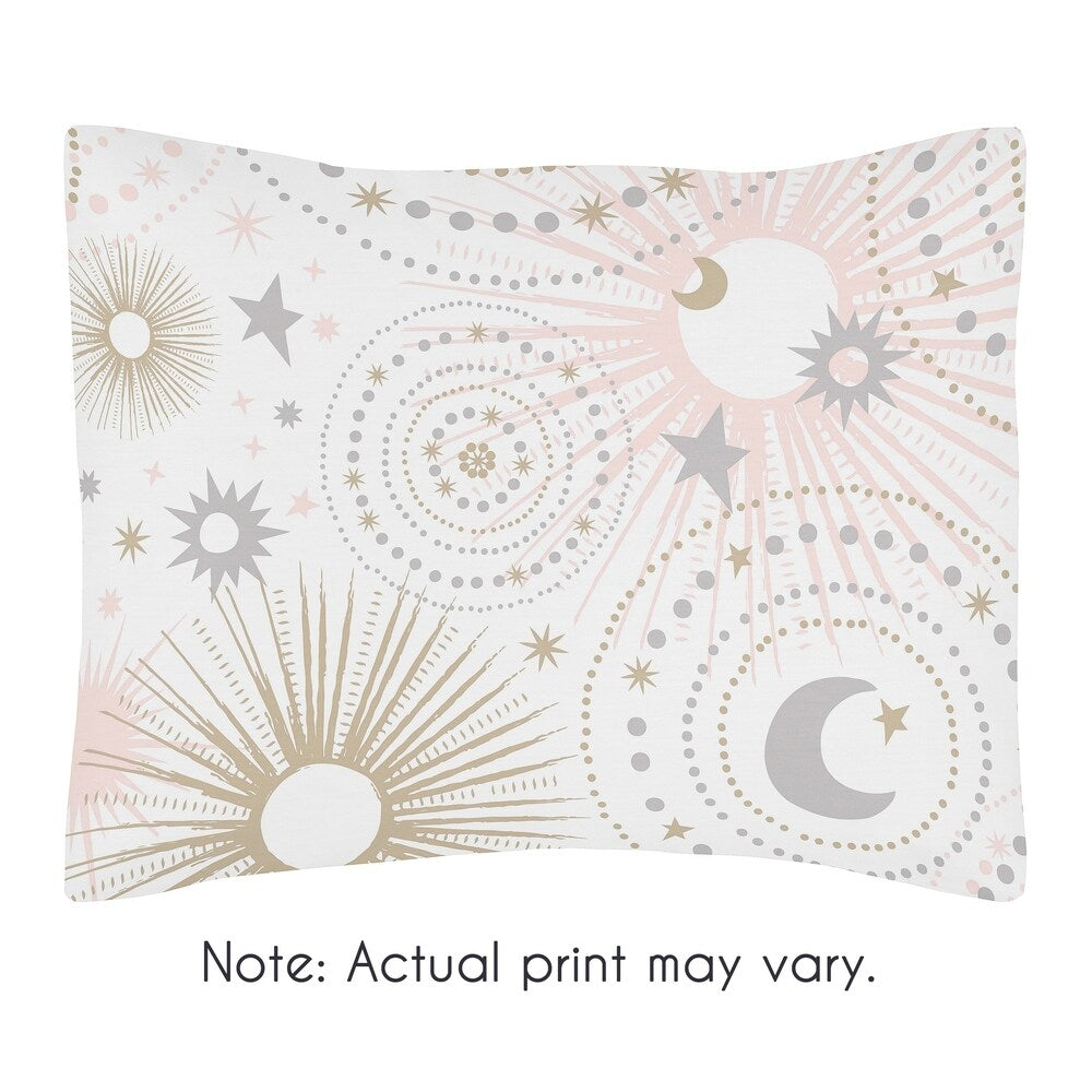 Ensemble de couette pour fille 5 pièces de la collection céleste Étoile et Lune rose blush, or et gris de Sweet Jojo Designs