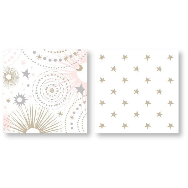 Ensemble de couette pour fille 5 pièces de la collection céleste Étoile et Lune rose blush, or et gris de Sweet Jojo Designs