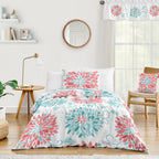 Parure de lit 2 pièces Emma Girl de Sweet Jojo Designs - Motif floral corail et turquoise, style shabby chic et élégant