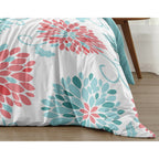 Parure de lit 2 pièces Emma Girl de Sweet Jojo Designs - Motif floral corail et turquoise, style shabby chic et élégant