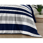 Ensemble de couette 3 pièces à rayures bleu marine et grises Sweet Jojo Designs pour lit double/queen size