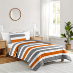 Ensemble de couette double 2 pièces à rayures orange et grises Sweet Jojo Designs