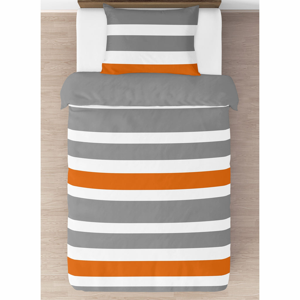 Ensemble de couette double 2 pièces à rayures orange et grises Sweet Jojo Designs