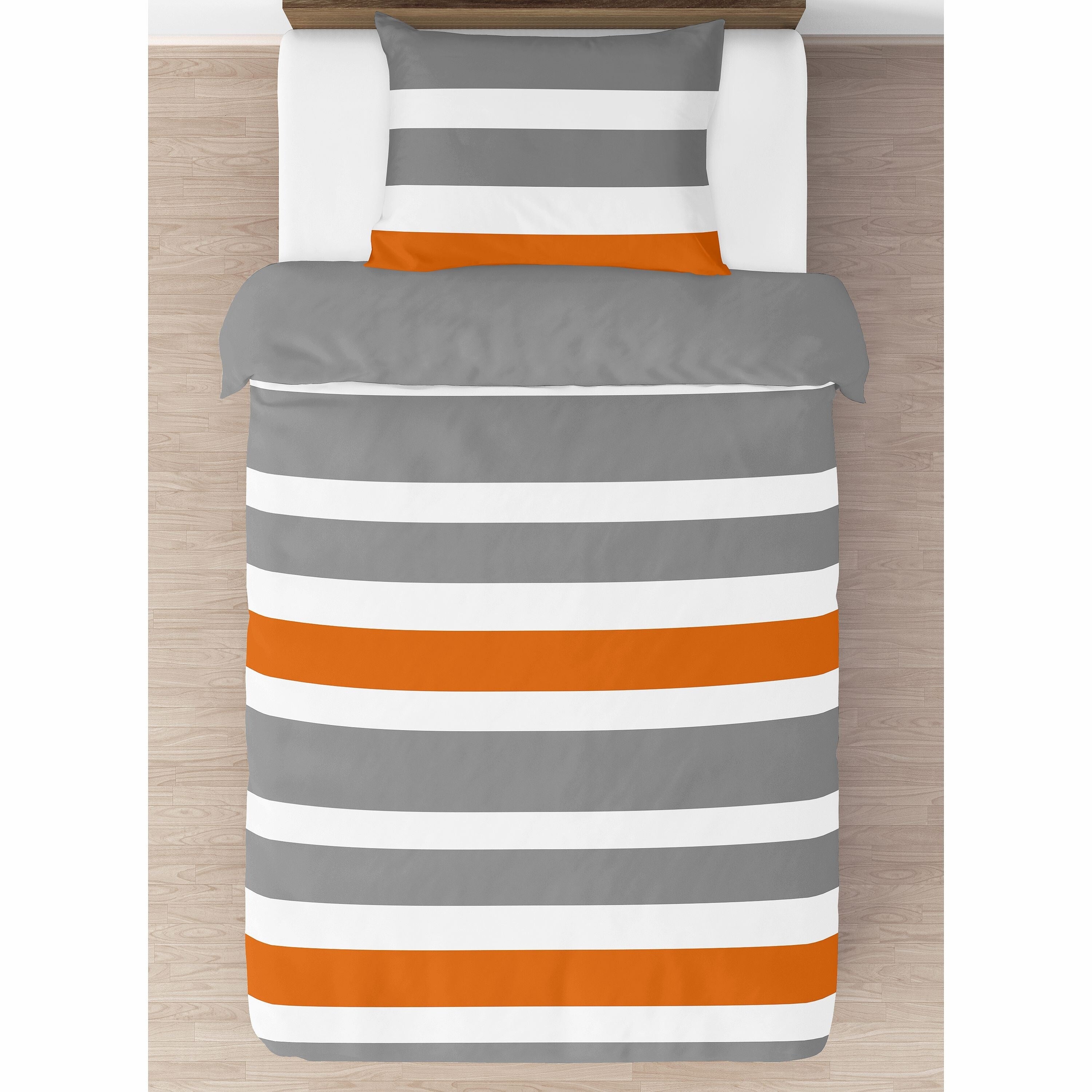 Ensemble de couette double 2 pièces à rayures orange et grises Sweet Jojo Designs