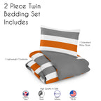 Ensemble de couette double 2 pièces à rayures orange et grises Sweet Jojo Designs