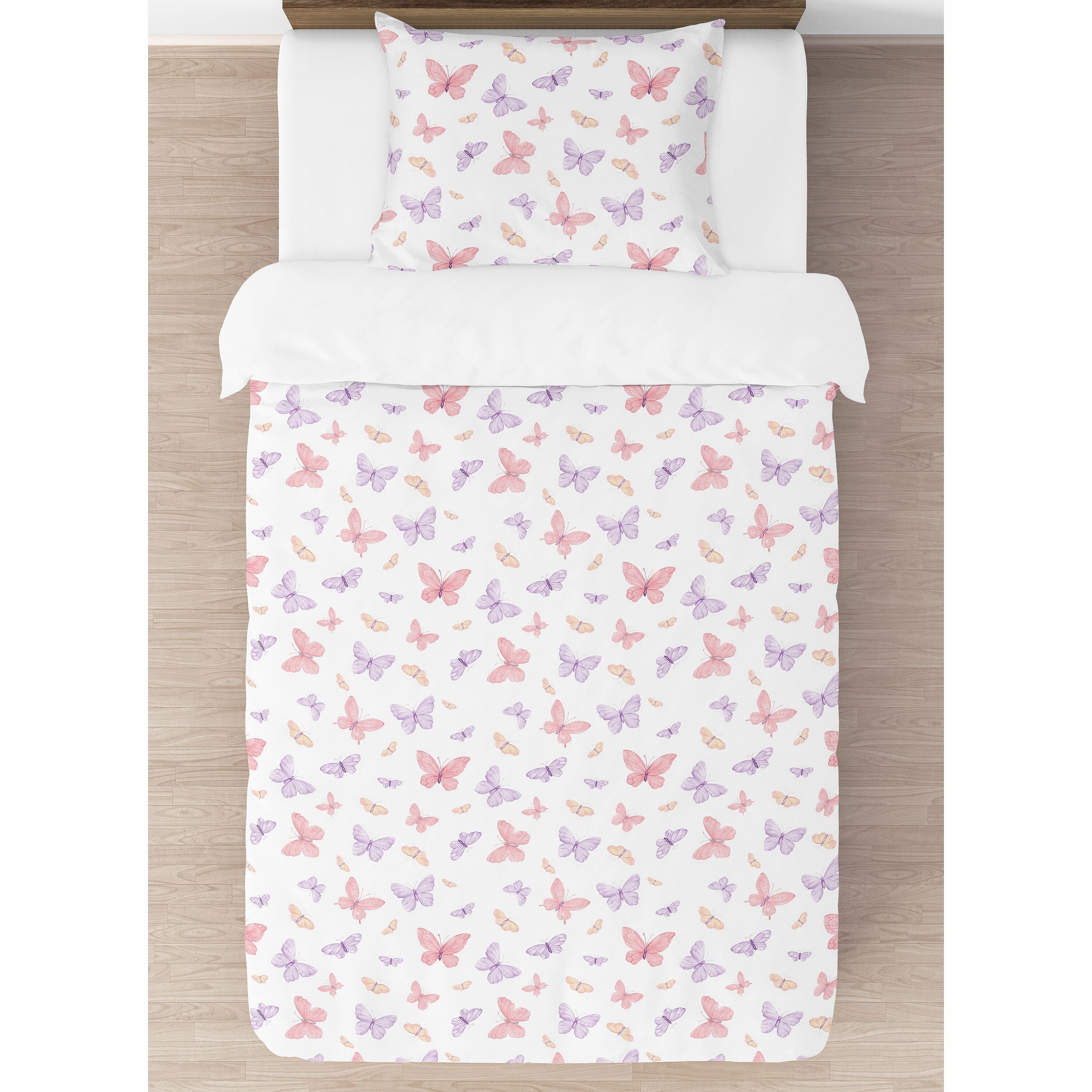 Parure de lit 4 pièces Sweet Jojo Designs rose/violet style shabby chic avec motif papillons et aquarelle pastel