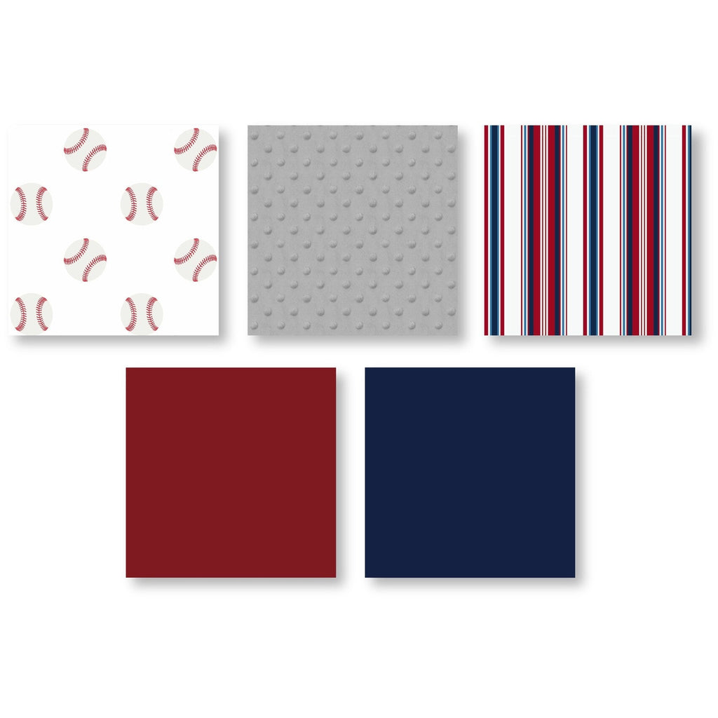 Ensemble de couette 3 pièces pour garçon, collection Sports, motif de baseball rouge, blanc et bleu, taille double/queen