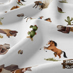 Sweet Jojo Designs Ensemble de draps 4 pièces pour grand lit Motif cowboy occidental, charme du sud de l'Ouest sauvage, pays du Sud, cheval, bœuf, vache, animal de ferme