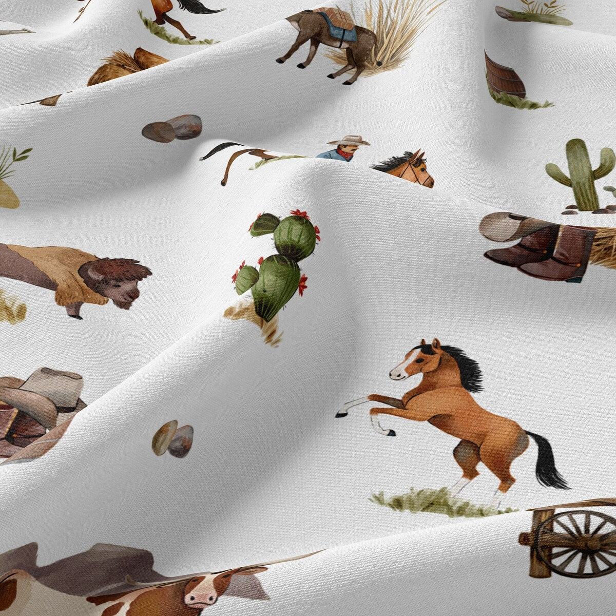 Sweet Jojo Designs Ensemble de draps 4 pièces pour grand lit Motif cowboy occidental, charme du sud de l'Ouest sauvage, pays du Sud, cheval, bœuf, vache, animal de ferme