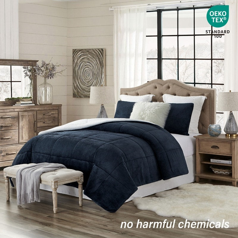Ensemble de couette réversible luxueux en peluche et sherpa à poils longs Swift Home
