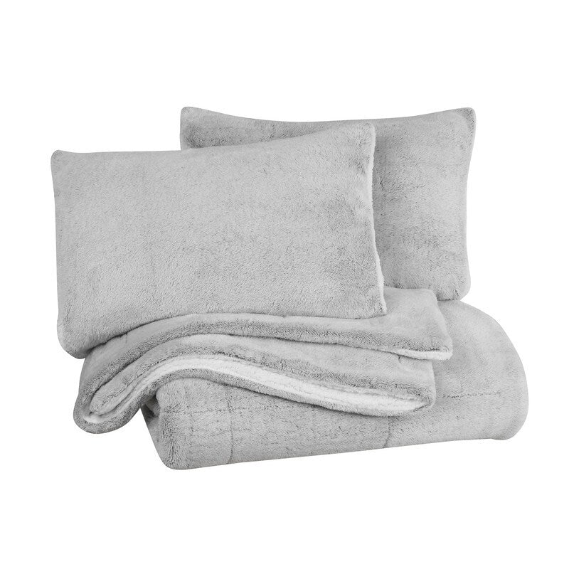Ensemble de couette réversible luxueux en peluche et sherpa à poils longs Swift Home