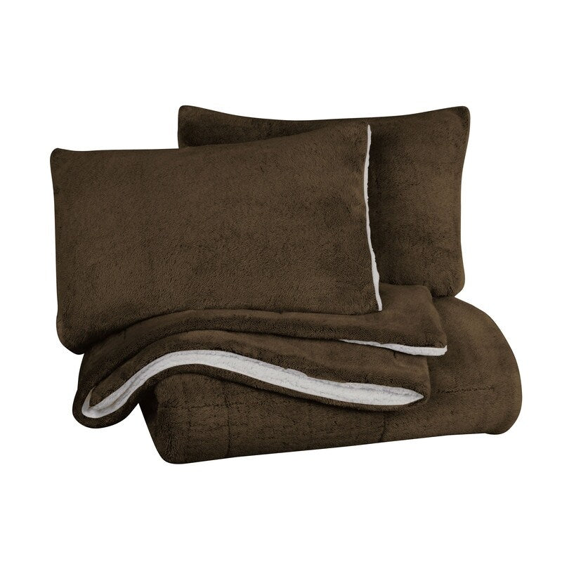 Ensemble de couette réversible luxueux en peluche et sherpa à poils longs Swift Home