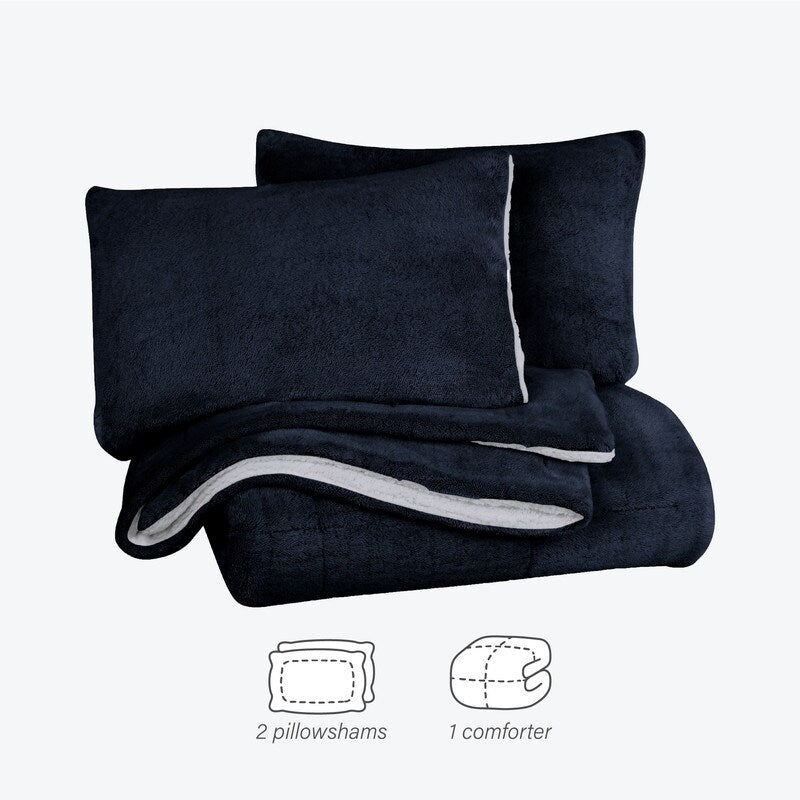 Ensemble de couette réversible luxueux en peluche et sherpa à poils longs Swift Home