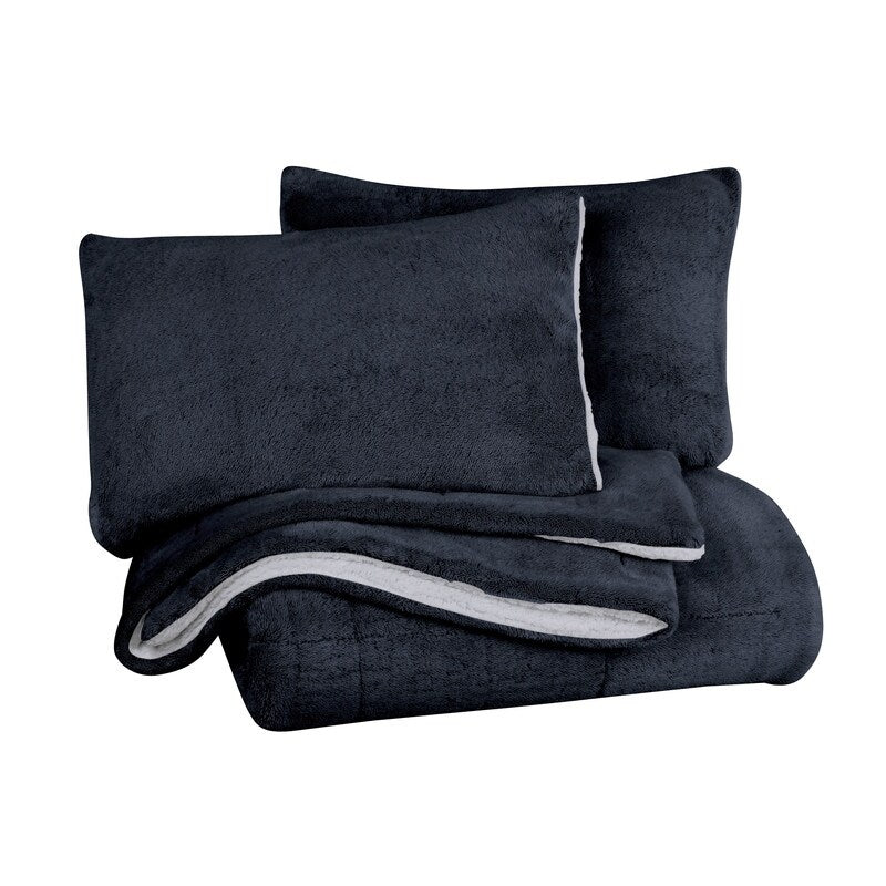 Ensemble de couette réversible luxueux en peluche et sherpa à poils longs Swift Home