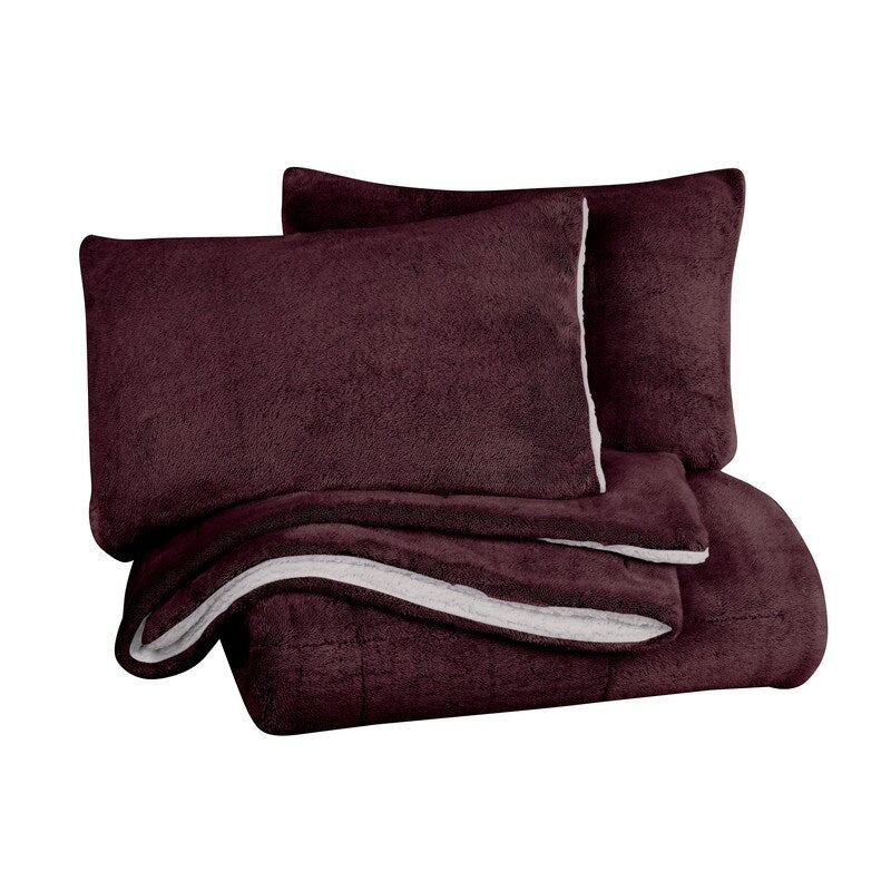 Ensemble de couette réversible luxueux en peluche et sherpa à poils longs Swift Home