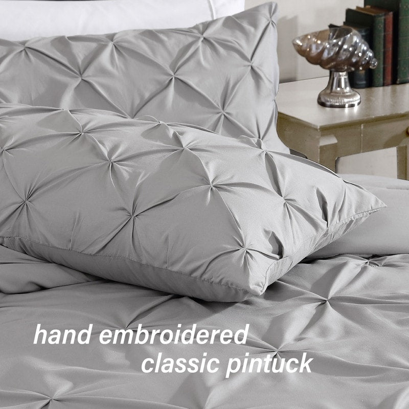 Parure de lit 3 pièces Swift Home Modern Diamond Pintuck en microfibre ultra-douce