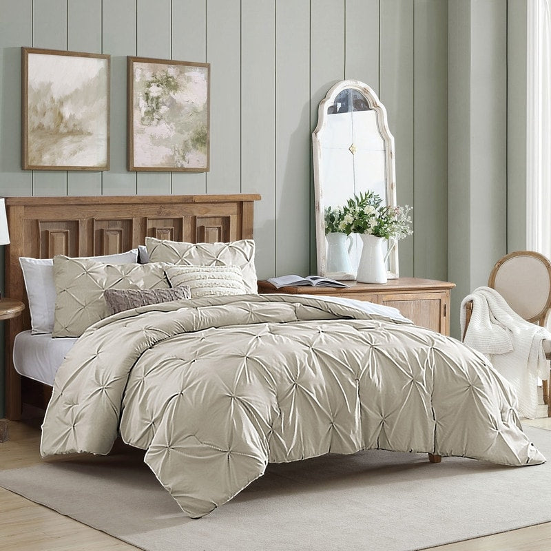 Parure de lit 3 pièces Swift Home Modern Diamond Pintuck en microfibre ultra-douce