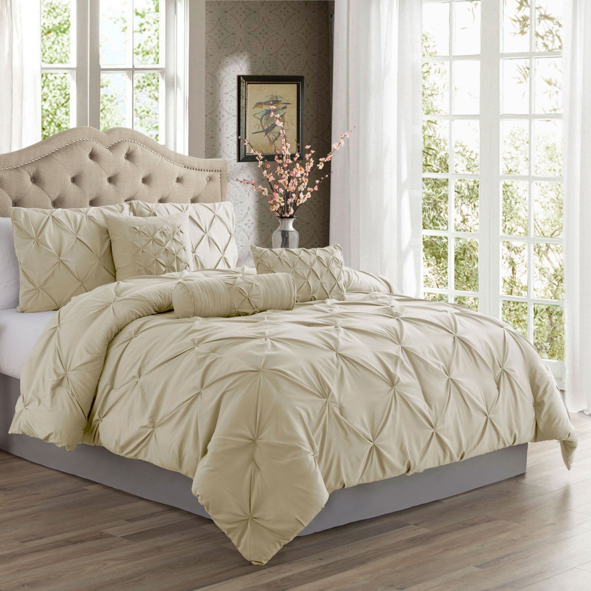 Parure de lit 3 pièces Swift Home Modern Diamond Pintuck en microfibre ultra-douce
