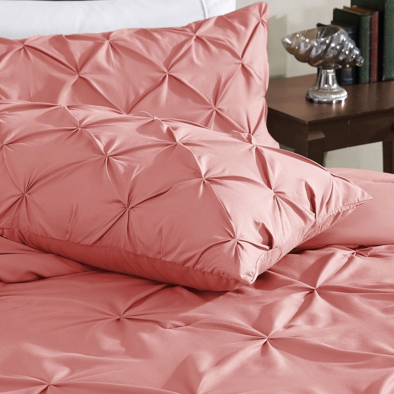 Parure de lit 3 pièces Swift Home Modern Diamond Pintuck en microfibre ultra-douce