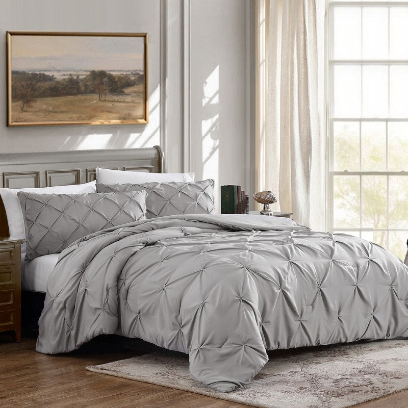 Parure de lit 3 pièces Swift Home Modern Diamond Pintuck en microfibre ultra-douce