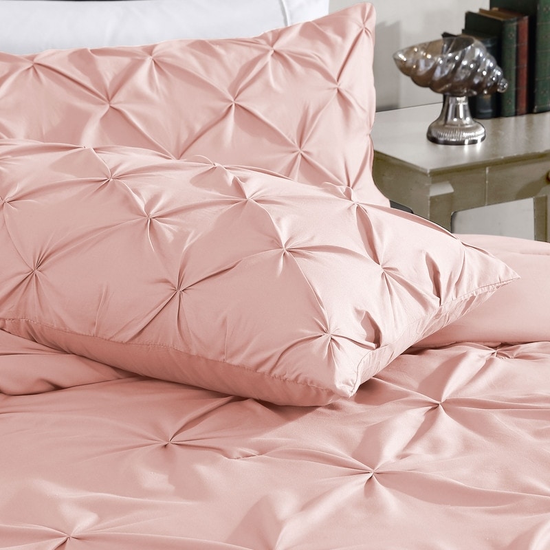 Parure de lit 3 pièces Swift Home Modern Diamond Pintuck en microfibre ultra-douce