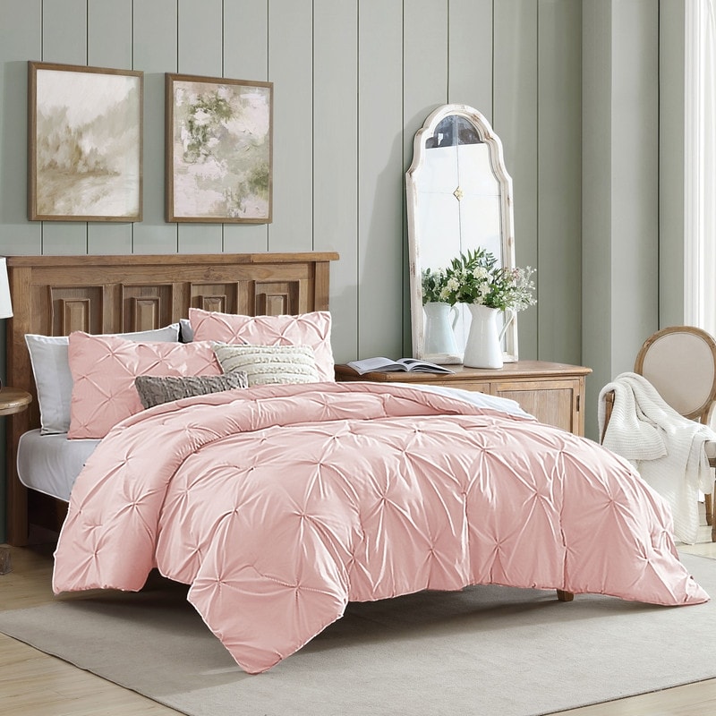 Parure de lit 3 pièces Swift Home Modern Diamond Pintuck en microfibre ultra-douce