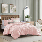 Parure de lit 3 pièces Swift Home Modern Diamond Pintuck en microfibre ultra-douce