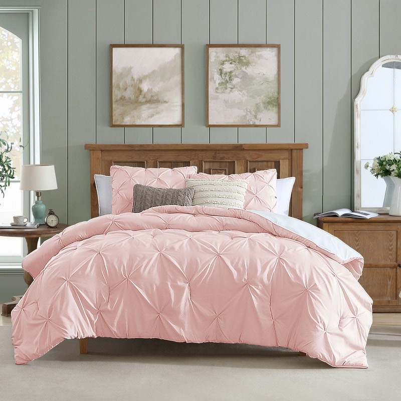 Parure de lit 3 pièces Swift Home Modern Diamond Pintuck en microfibre ultra-douce