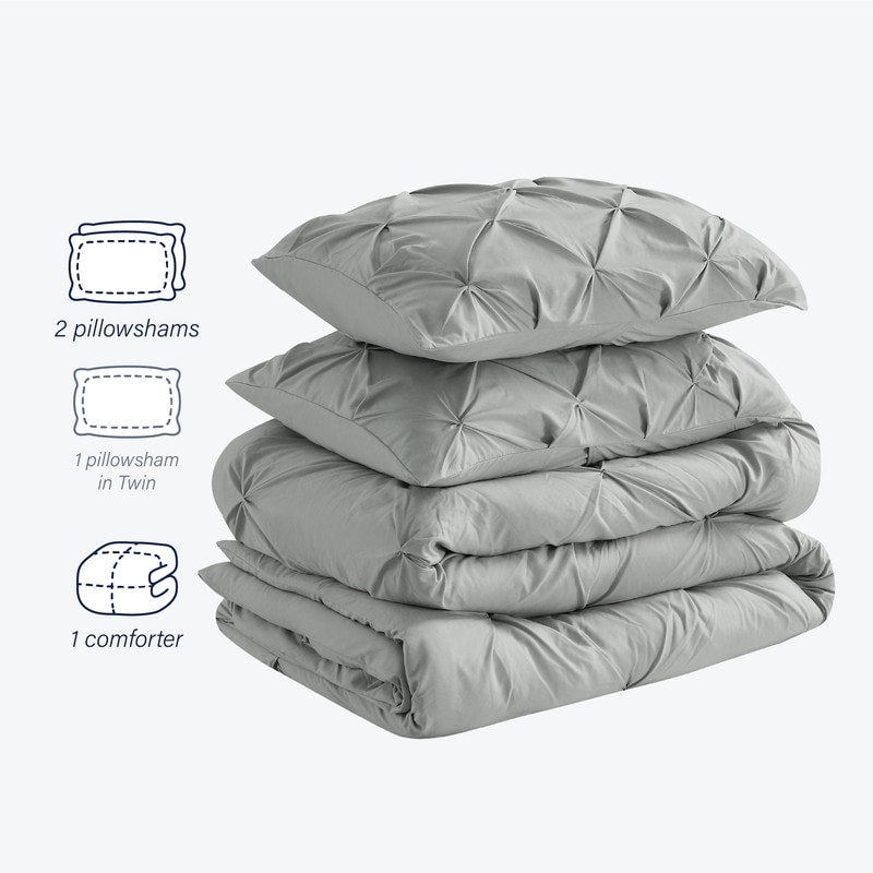 Parure de lit 3 pièces Swift Home Modern Diamond Pintuck en microfibre ultra-douce