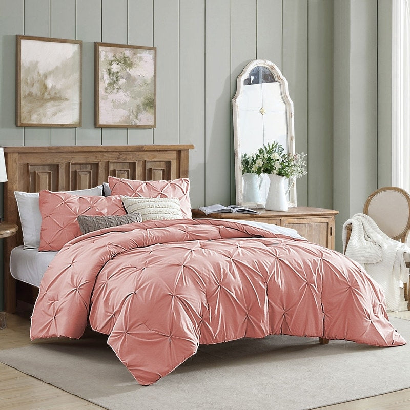 Parure de lit 3 pièces Swift Home Modern Diamond Pintuck en microfibre ultra-douce