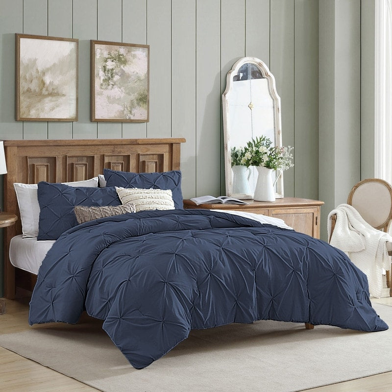 Parure de lit 3 pièces Swift Home Modern Diamond Pintuck en microfibre ultra-douce