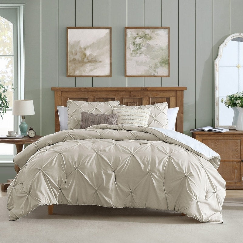 Parure de lit 3 pièces Swift Home Modern Diamond Pintuck en microfibre ultra-douce