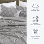 Parure de lit 3 pièces Swift Home Modern Diamond Pintuck en microfibre ultra-douce