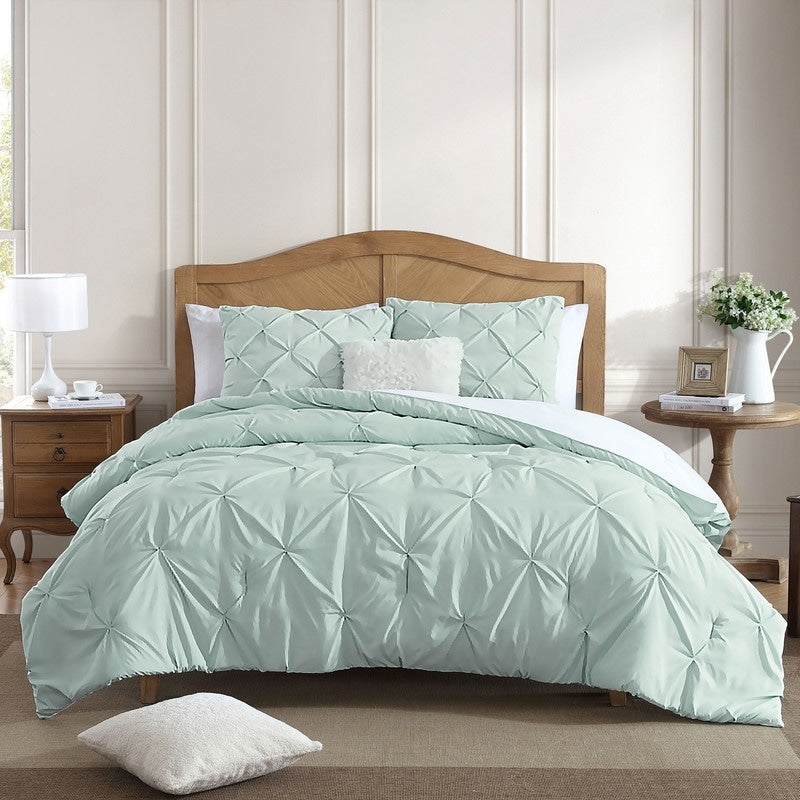 Parure de lit 3 pièces Swift Home Modern Diamond Pintuck en microfibre ultra-douce