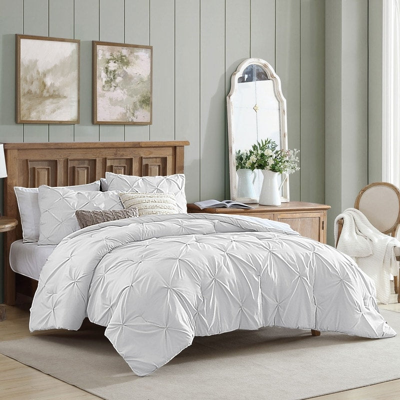 Parure de lit 3 pièces Swift Home Modern Diamond Pintuck en microfibre ultra-douce