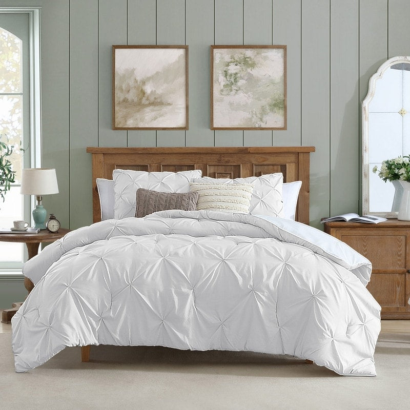Parure de lit 3 pièces Swift Home Modern Diamond Pintuck en microfibre ultra-douce