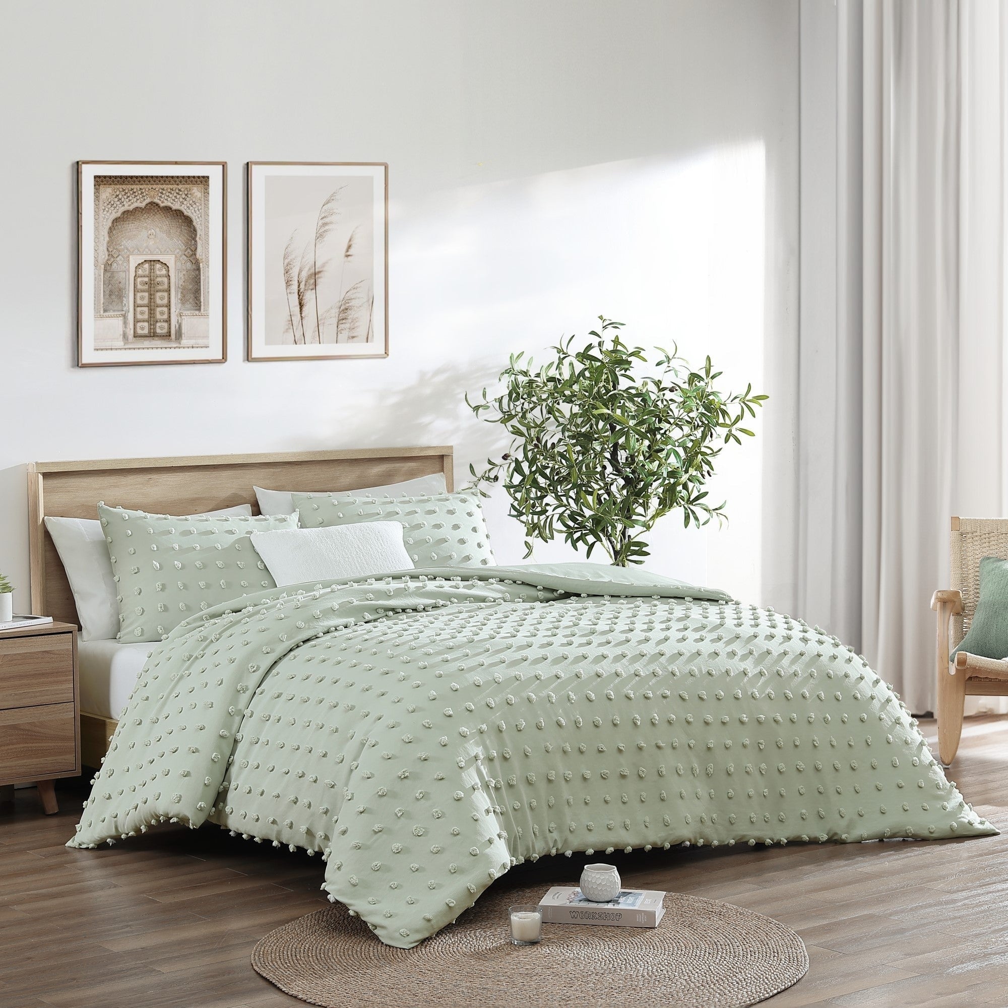 Parure de lit 3 pièces en microfibre ultra douce à pompons Swift Home