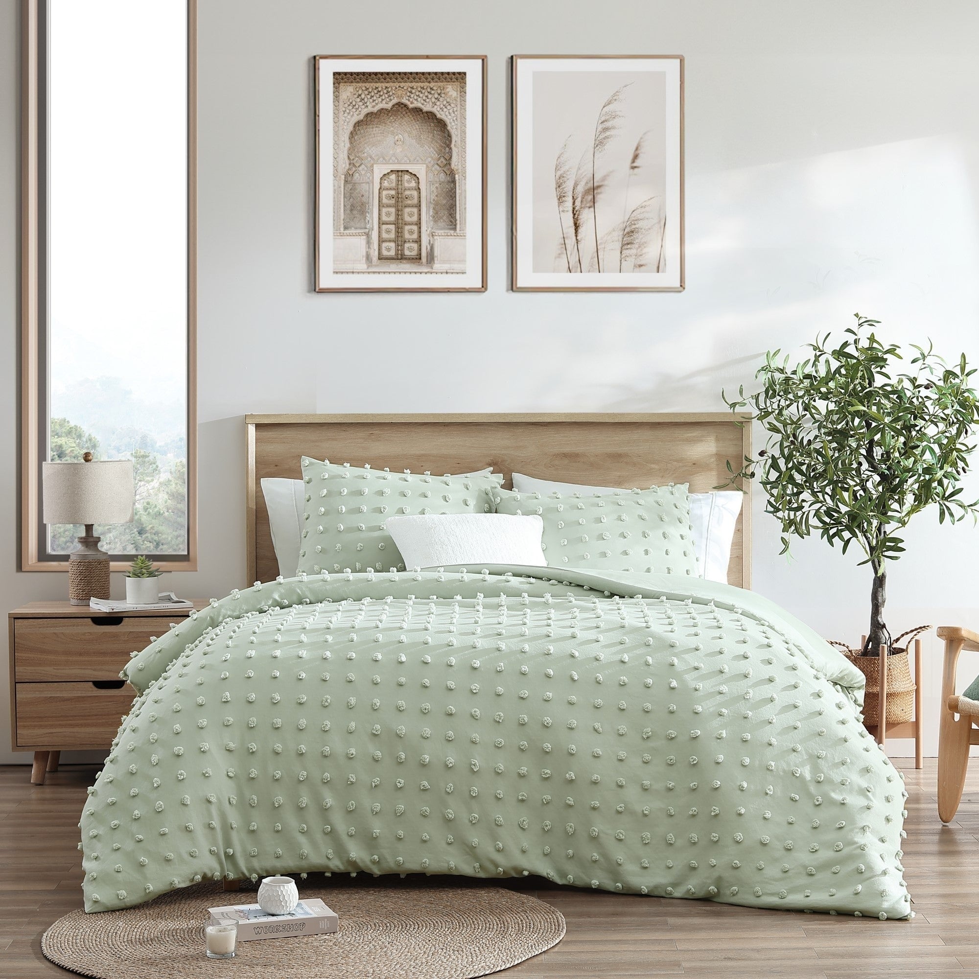 Parure de lit 3 pièces en microfibre ultra douce à pompons Swift Home