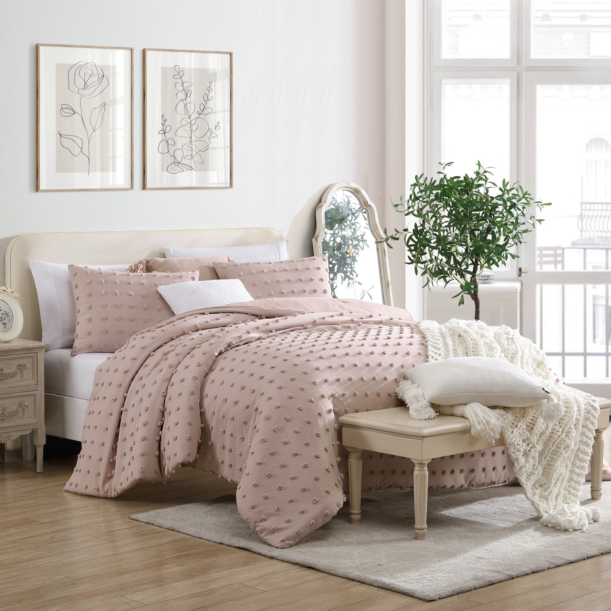 Parure de lit 3 pièces en microfibre ultra douce à pompons Swift Home