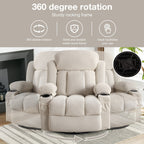 Fauteuil de massage chauffant pivotant, avec port USB et 2 porte-gobelets dans les poches latérales, accoudoirs en plastique