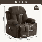 Canapé chauffant de massage inclinable pivotant, avec USB et 2 porte-gobelets dans les poches latérales