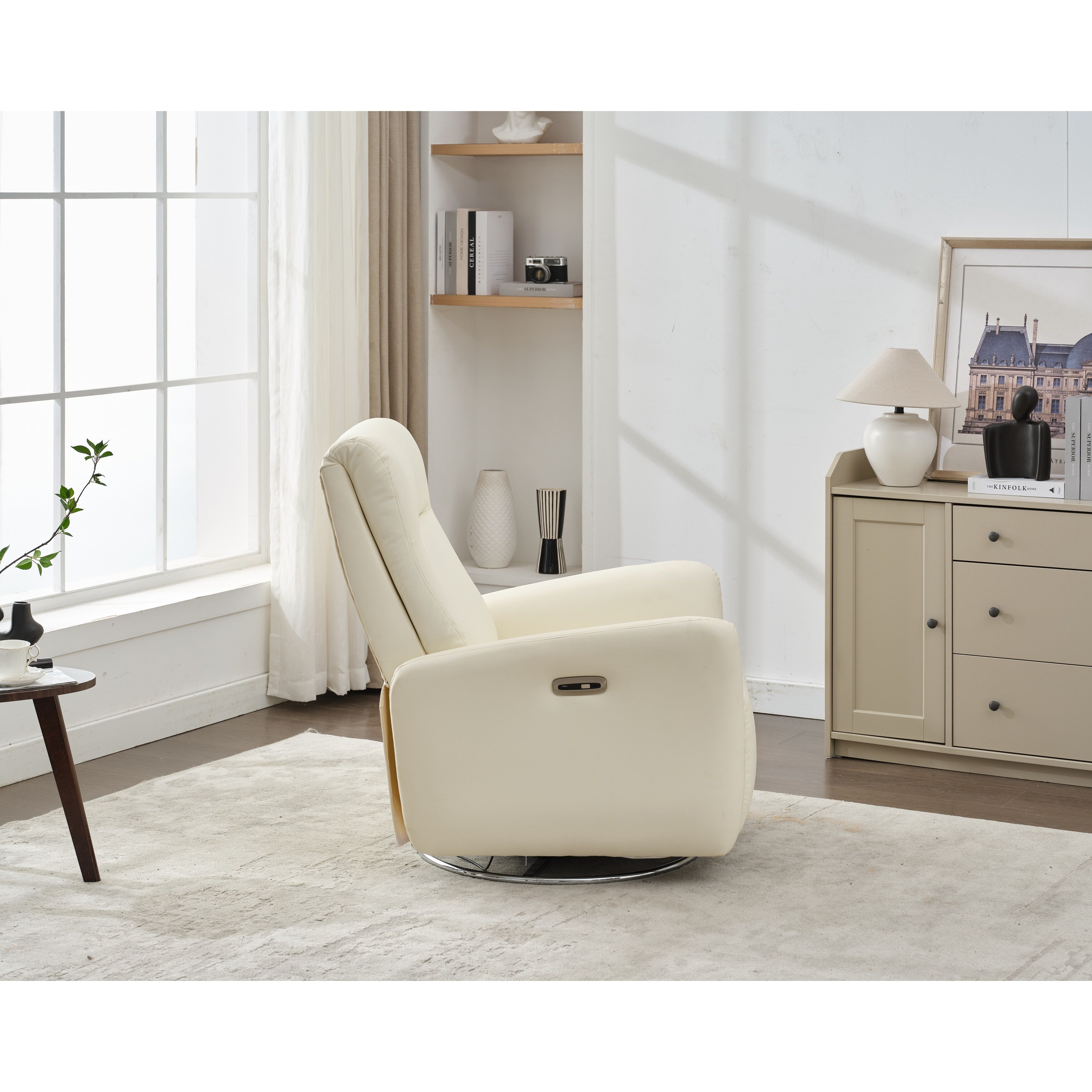 Fauteuil inclinable pivotant et électrique, fauteuil à bascule, chaise de chambre d'enfant avec bouton électrique pour salon et chambre à coucher