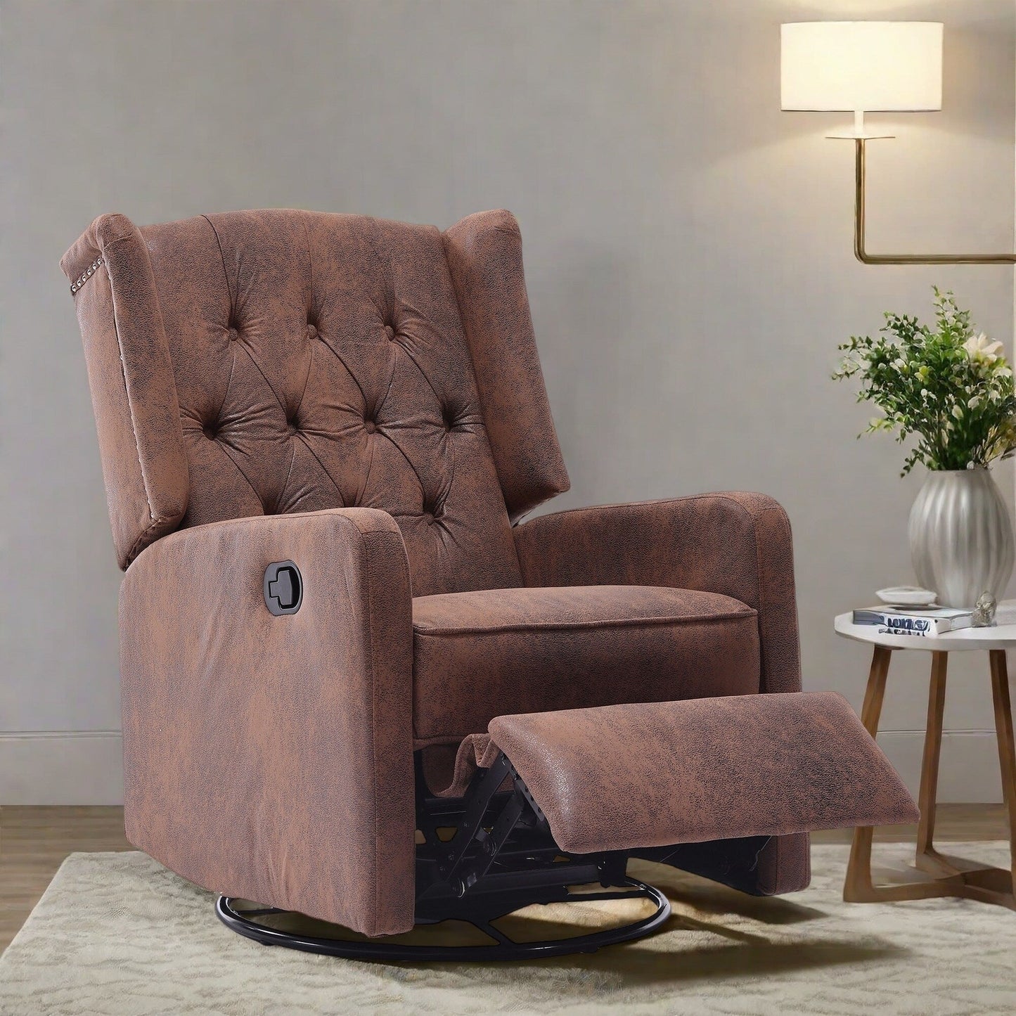 Fauteuil inclinable pivotant à bascule avec rotation à 360°, inclinaison réglable et design ergonomique